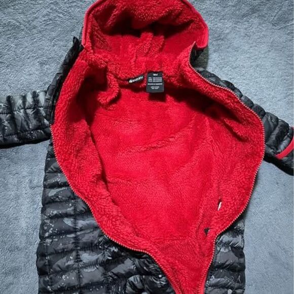 Snozu Heavy Duty Cozy Fleece Lined Quilted Gray/Red Baby Winter Snowsuit - Picture 2 of 8